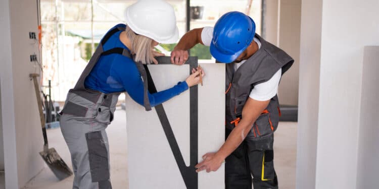 Ludzie odmierzający płytę